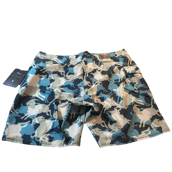 Linksoul Hybrid Short Mens 35 Blue Gray GOAT Camo Outdoor Quick Dry Boardshorts - Picture 2 of 8